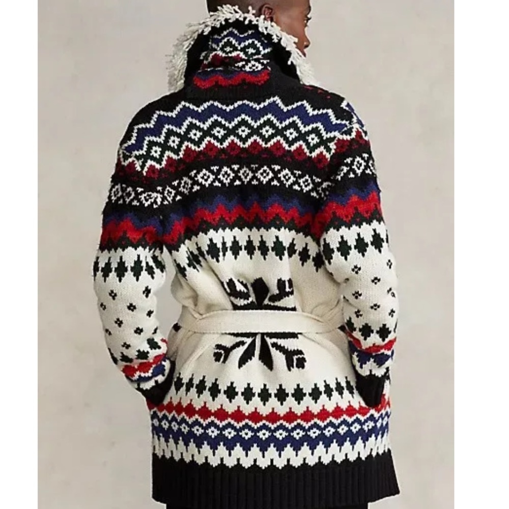 Polo by Ralph Lauren Black and Cream Fair Isle Cardigan - Picture 5 of 16